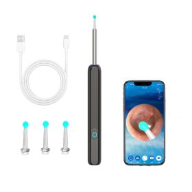 Wireless Smart HD Endoscope Luminous Ear Pick Ear Picking Tools (Color: Black)